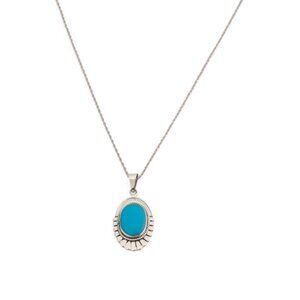 SEED & SAGE Mexico Sterling Silver Oval Turquoise Scalloped Necklace